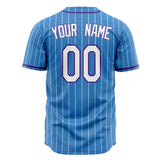 Custom Powder Blue Baseball Jersey (With Purple White Pinstripe)