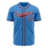 Custom Powder Blue Baseball Jersey (With Crimson Color)
