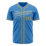 Custom Powder Blue Baseball Jersey (With Gold Color)