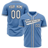 Custom Light Blue Baseball Jersey (With White Color)