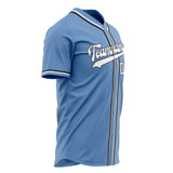 Custom Light Blue Baseball Jersey (With White Color)