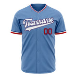 Custom Light Blue Baseball Jersey (With White Color)