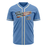 Custom Light Blue Baseball Jersey (With Cream Vintage USA Flag)