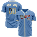 Custom Light Blue Baseball Jersey (With Cream Vintage USA Flag)