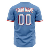 Custom Light Blue Baseball Jersey (With White Color)