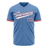 Custom Light Blue Baseball Jersey (With White Color)