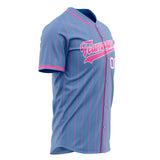 Custom Light Blue Baseball Jersey (With Pink Color)