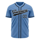 Custom Light Blue Baseball Jersey (With Black Color)