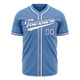 Custom Light Blue Baseball Jersey (With White Color)