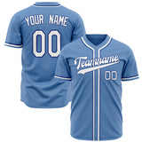 Custom Light Blue Baseball Jersey (With White Color)