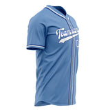 Custom Light Blue Baseball Jersey (With White Color)