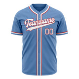 Custom Light Blue Baseball Jersey (With White Color)