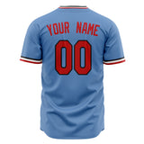 Custom Light Blue Baseball Jersey (With Red Color)