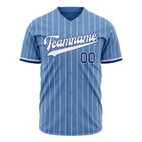 Custom Light Blue Baseball Jersey (With White White Pinstripe)