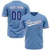 Custom Light Blue Baseball Jersey (With White White Pinstripe)