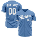 Custom Light Blue Baseball Jersey (With White Color)