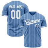 Custom Light Blue Baseball Jersey (With White White Pinstripe)