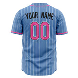 Custom Light Blue Baseball Jersey (With Pink White Pinstripe)