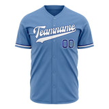 Custom Light Blue Baseball Jersey (With White Color)