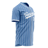 Custom Light Blue Baseball Jersey (With White White Pinstripe)