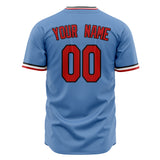 Custom Light Blue Baseball Jersey (With Red Color)