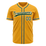 Custom Gold Baseball Jersey (With Green Color)