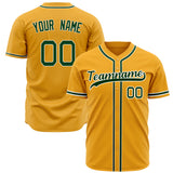 Custom Gold Baseball Jersey (With Green Color)