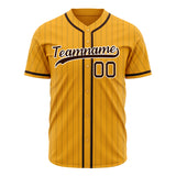 Custom Gold Baseball Jersey (With Brown Brown Pinstripe)