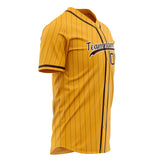 Custom Gold Baseball Jersey (With Brown Brown Pinstripe)