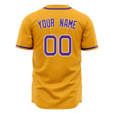 Custom Gold Baseball Jersey (With Purple Color)