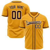 Custom Gold Baseball Jersey (With Brown Color)