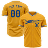 Custom Gold Baseball Jersey (With Royal Color)