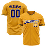 Custom Gold Baseball Jersey (With Purple Color)