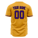 Custom Gold Baseball Jersey (With Purple Color)