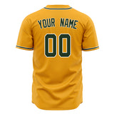 Custom Gold Baseball Jersey (With Green Color)