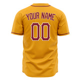 Custom Gold Baseball Jersey (With Red Color)