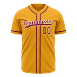 Custom Gold Baseball Jersey (With Red Color)