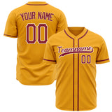 Custom Gold Baseball Jersey (With Red Color)