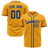 Custom Gold Baseball Jersey (With Royal Color)