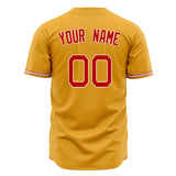 Custom Gold Baseball Jersey (With Red Color)