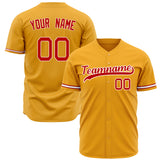 Custom Gold Baseball Jersey (With Red Color)