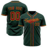 Custom Green Baseball Jersey (With Red Color)