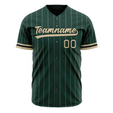 Custom Green Baseball Jersey (With Cream White Pinstripe)