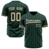 Custom Green Baseball Jersey (With Cream White Pinstripe)