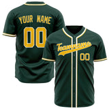 Custom Green Baseball Jersey (With Yellow Color)