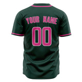 Custom Green Baseball Jersey (With Pink Color)