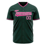 Custom Green Baseball Jersey (With Pink Color)