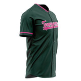 Custom Green Baseball Jersey (With Pink Color)