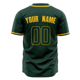 Custom Green Baseball Jersey (With Gold Color)