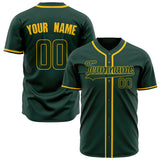 Custom Green Baseball Jersey (With Gold Color)